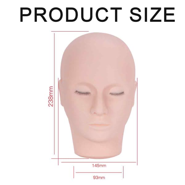 Øvelseshode Mannequin, Realistisk Tekstur Myk Silikon Mannequin med 3 Lag Vipper for Vippeextensions, Vaskbart Øvelseshode for