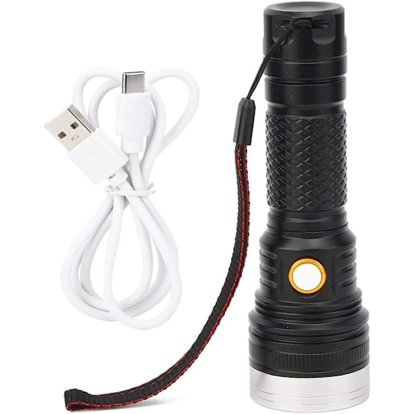 LED-ficklampa ficklampa bärbar USB-laddning handhållen ficklampa superljus vattentät för nödcamping vandring