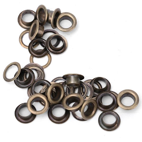 100 st mässingskläder DIY-verktyg stickningstillbehör rostskydd läderhantverk öljett (brons 4 mm)