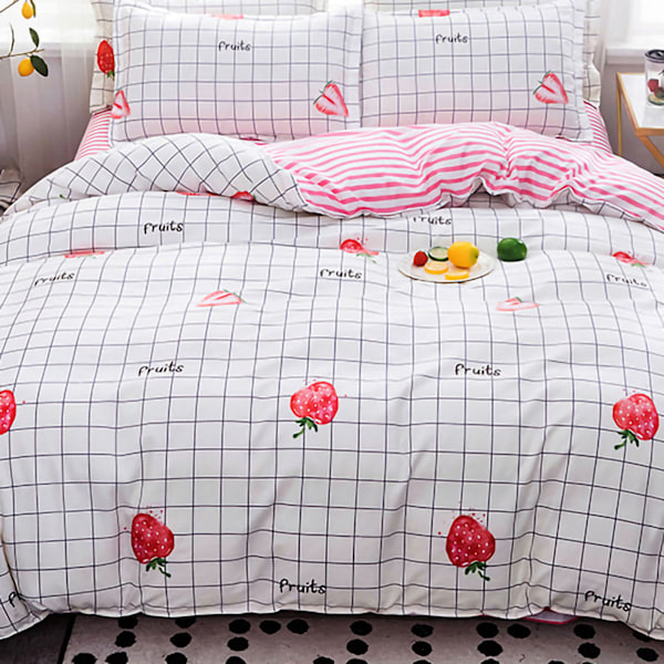 Hudvänligt påslakan i tjock polyester, mjukt borstat påslakan, täcke sängkläder för sovsal sovrum frukt 150x200cm