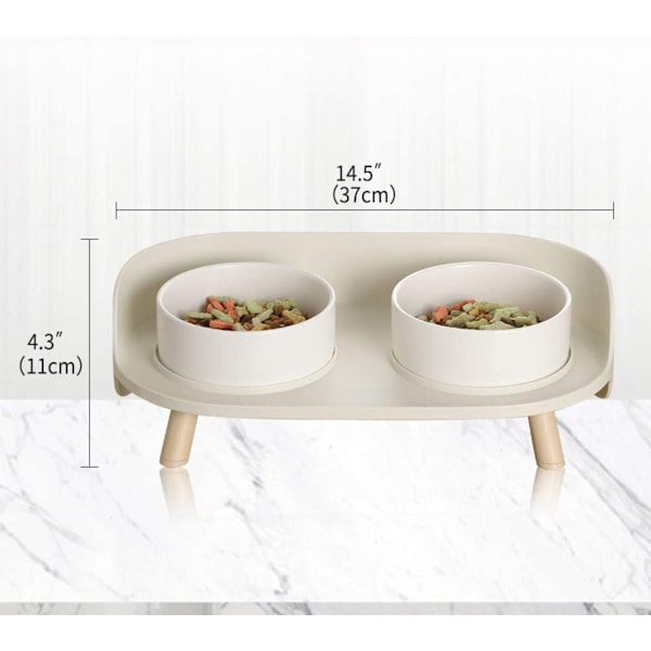 Säker och Stabil Keramikskål, Skyddar Nacke och Leder för Din Pälsbeklädda Vän, Måttligt Djupa Vita Skålar Främjar Hälsosamma Matvanor, Halvmåneformad Design