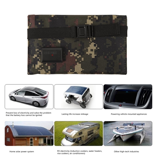 Fällbar Solpanel med USB-port 5.5V 20W Monokristallin Hög Effektivitet IP65 Vattentät för Utomhus Camping Kamouflage