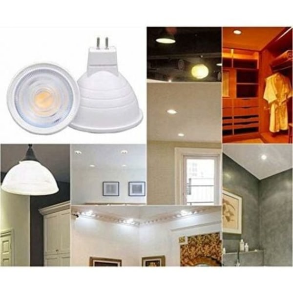 12-pack MR16 5W GU5.3 LED-lampa, motsvarande MR16 halogenlampa, kallvitt 6000K, 500 lumen, icke-dimmbar AC/DC 12V [Energiklass A]