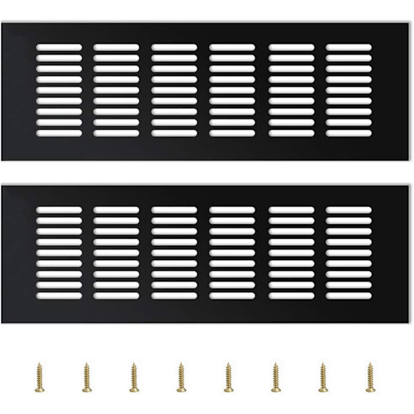 2 st utomhusventilationsgaller, aluminiumventilationsgaller utomhusventilationsgaller justerbart ventilationsgaller, svart