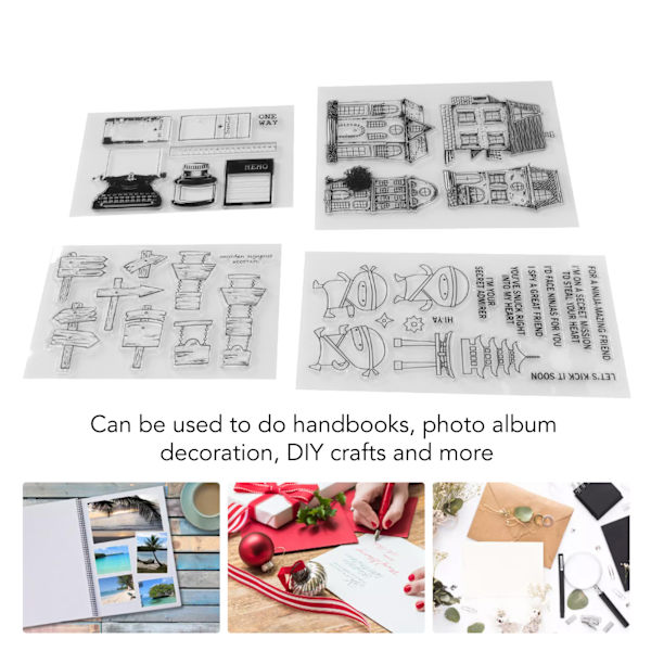 4 ark byggnad silikon tätning klar utsökt dekorativ prägling för DIY Scrapbook papper kort fotoalbum