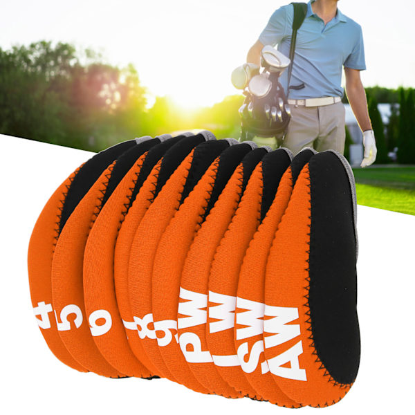 10 st/set Läder Golfklubba Järn Huvudskydd Golf Putter Klubbhuvud Skyddsfodral SetOrange