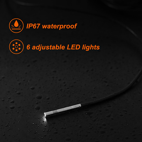 F240 3.9mm 1080P WIFI Industriell Endoskop med 6 LED-lampor för rörledningsdräneringsreparation 2m / 6.6ft