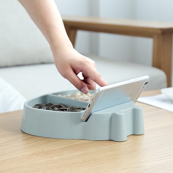 Nyckelpiga Dekorativ Snackskål och Telefonställ, Praktisk Godisskål och Fruktskål, Återanvändbar Plastskål, Grå