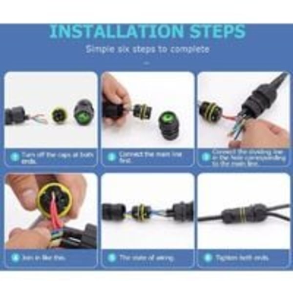 2-pack IP68 vattentät kopplingsdosa Ø 3,5-7 mm kontakter Extern hylsa koppling Utomhus elektrisk kapsling Kopplingsdosa-svart,