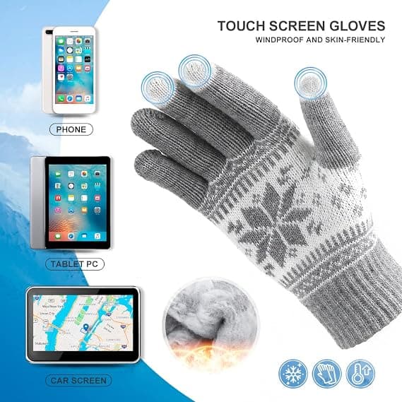 HÖTER Sneblomstprint Hold Varme Touchscreen Vinterhandsker til