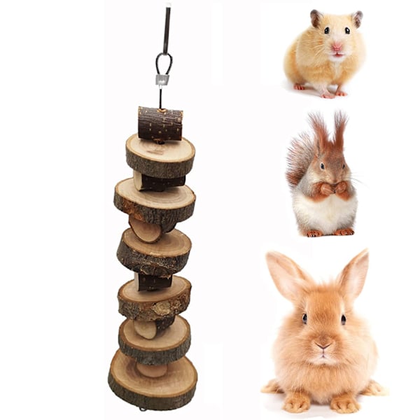 Leksaker för husdjur gjorda av naturligt äppelträ, djungelset för spännande lek, enkla att använda med metallkrokar, unik design stödjer tandhälsan, perfekt