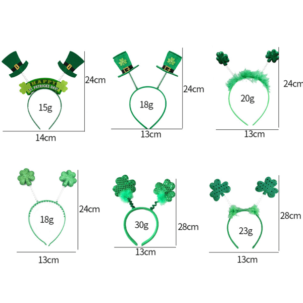 St Patricks Day Dekoration Pannband med 6 stycken irländska
