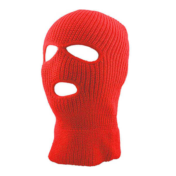 Höst och vinter enfärgad thermal stickad mask med tre hål
