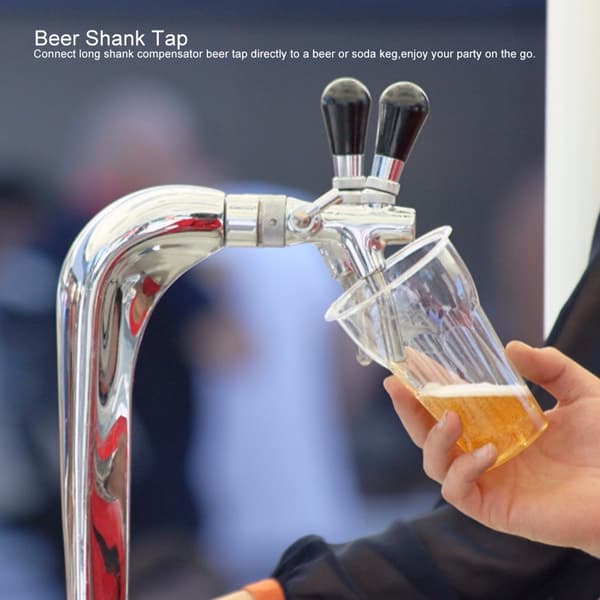 Flow Controller Ølkran for Kegerator-systemer, tappekran i rustfritt stål med krombelagt skaft G5/8, full 0-100% flowkontroll for