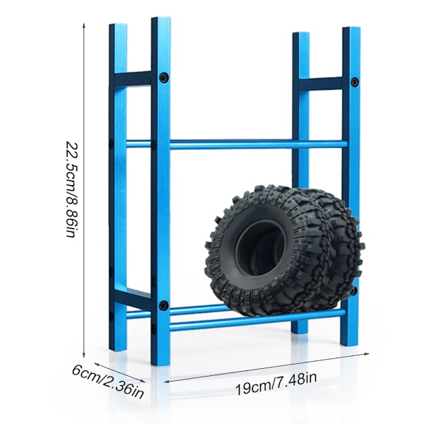 1,9 tums simuleringshjulnav däckhylla däckförvaringsställ för TRX4/SCX10 1/10 RC bilBlå