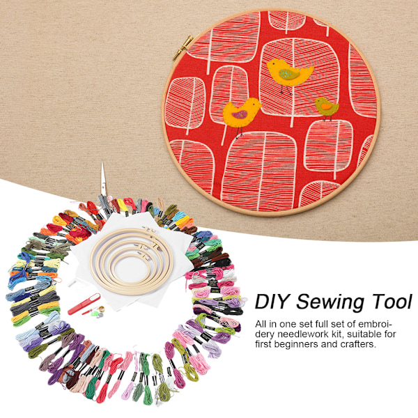 100 färger broderitråd sykit korsstygnsnålverktyg DIY stickning sömnadsset