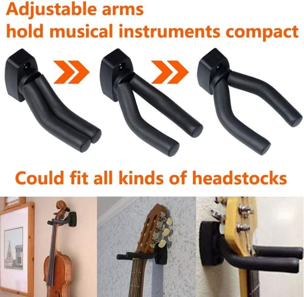 Gitarrväggfäste, Högkvalitativ Svart Valnötsbas, Roterbart Fäste För Gitarrer, Bas, Mandolin, Banjo, Ukulele, 2-pack