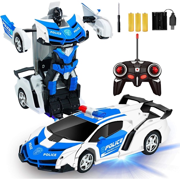 Fjärrkontroll Transformerbil Robot Leksaker för Pojkar med Ljus RC Bil 2.4Ghz 1:18 Uppladdningsbar 360° Roterande Racerbil Födelsedagspresenter Leksaker för Barn Pojkar