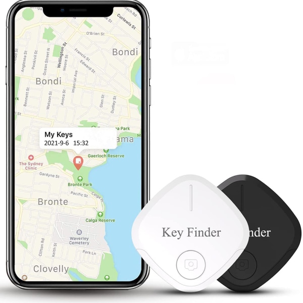 Key Finder med APP, paket med 2 Bluetooth Key Fob Smart Tracker Item Finder för resväska Bagage Mobiltelefon Plånböcker Husdjur Key Finder för iOS och Android