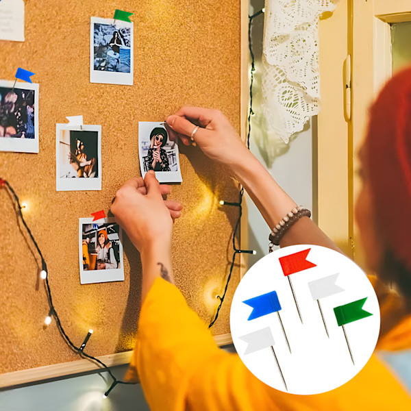 Återanvändbara Färgade Flaggnålar med Stålspets, Viktiga för Kartmarkering och Kreativa Projekt