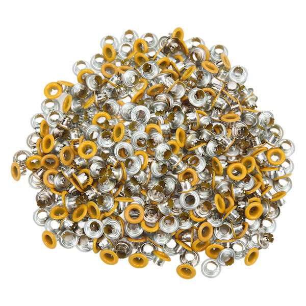 500 st Öglett Grommet Rund Kant Färg Fint Utövande Bra Seghet Metall Öglor för Skor KläderGul