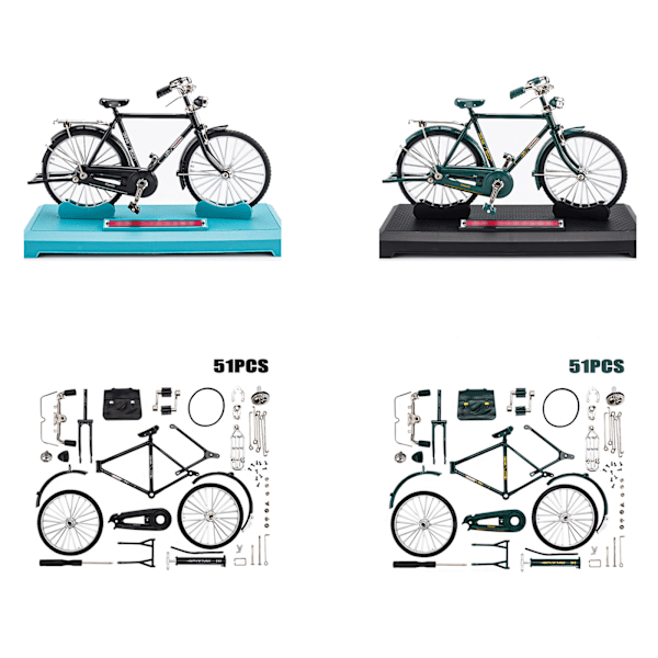 Simulering 1:8 Monterbar 28-ekrad cykelmodell i legering, klassisk retro roterande barnleksaksornament