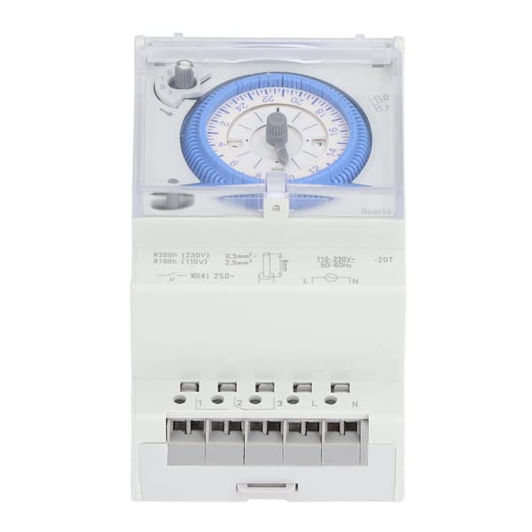 Mekanisk timer for 24-timers timerstyring, programmerbar elektrisk kraftig tidsbryter med DIN-skinne montering, minnefunksjon strømreserve for