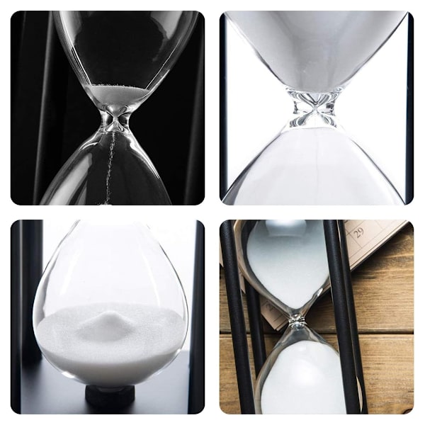 20 minuters timglas vit sandtimer trä svart stativ timglas klocka för kontor kök inredning hem - 20min vit sand