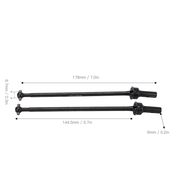 2 st RC-bil fram universal drivaxel metall CVD framdrivaxel för ZD Racing MX‑07 4WD 1/7 RC-bil