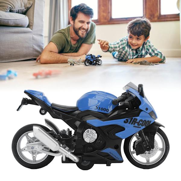 Barn Dra Tillbaka Motorcykel Leksak Ljud Ljuseffekter Hög Simulering Legering Motorcykel Modell Blå