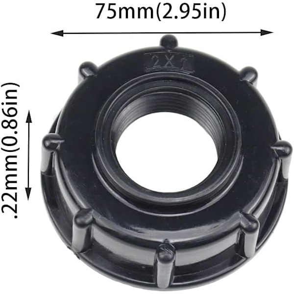 3 st IBC avtappningsadapter i plast, tanklockadapter till IBC-adaptrar S60x6-kopplingar, grova gängor, kranar 1/2 3/4 1 tum, svart