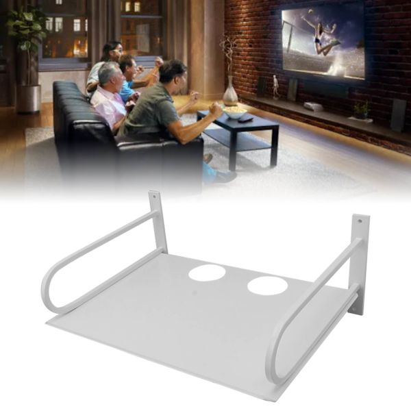Väggmonterad projektorhylla i aluminium, flytande projektorhyllor för router, TV-box, DVD-spelare, kabelbox, vit