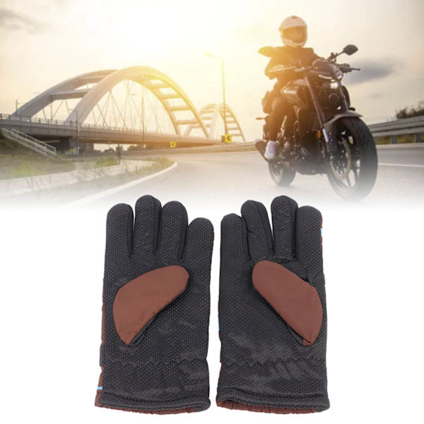 Ridhandskar Racinghandskar Blå Brun Polyesterfiber Förtjockad Vindtät Bekväm Grepp Utomhus Handskar