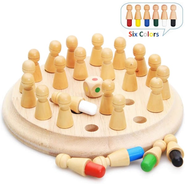 Träminne matchstick schackset, färgglada minnes schack roliga byggklossar brädspel minne matchstick schackspel förälder-barn interaktion
