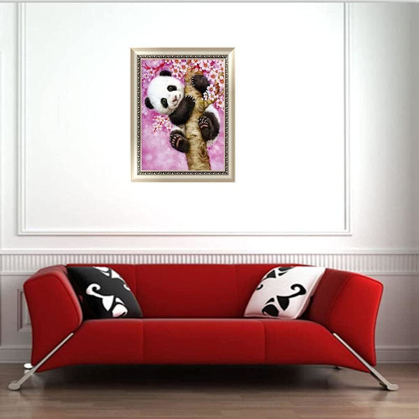 5D Diamantmålningssats, Diamantbroderi, Måla efter nummer, Diamantmålning, Sött pandamönster - Perfekt för dekoration 30 x 40 cm