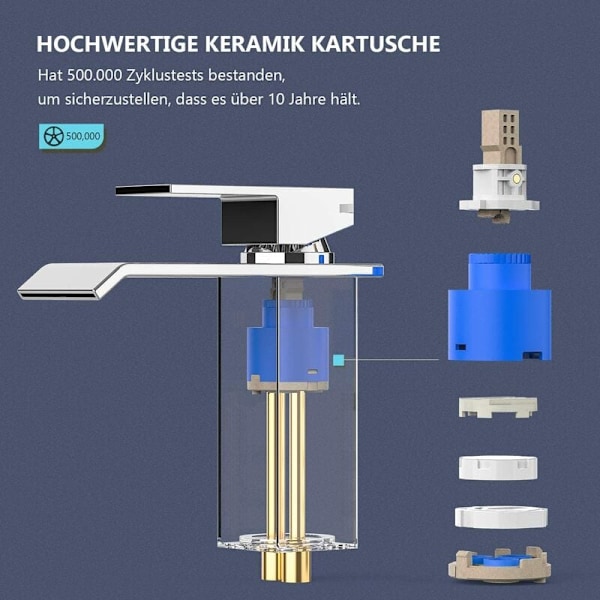 Vattenfall tvättställsblandare, krom badrumskran, kall och varm tvättställsblandare, tvättställsblandare för badrum, enhålsblandare, mässingsblandare