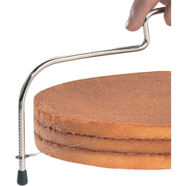Cake Division Maestro, Skärtråd i rostfritt stål, Jämna lager för sockerkakor, Horisontell tårtskärare för rund tårtnivellering, Justerbar höjd,