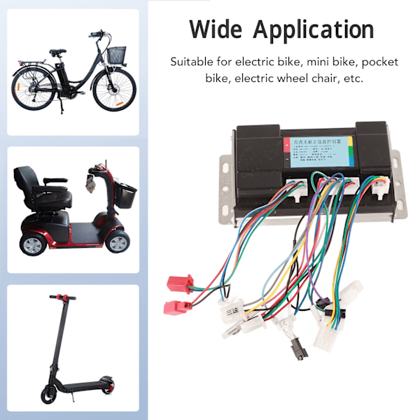 1000W Borstlös Motorstyrenhet Sinusvåg Motorhastighetsregulator för Elcykel Scooter 48‑72V