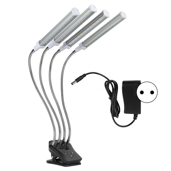 96W LED växtlampa LCD-display 4 huvud 360° justerbar silver växtlampa för växthus 100‑240VEU-kontakt