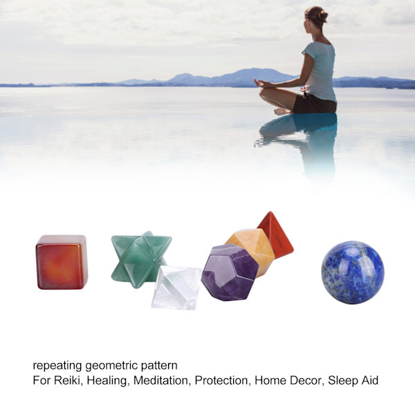 7 st chakra helande kristaller geometriska mönster form halvädelsten dekorativa positiva energikristaller prydnad färg blandad