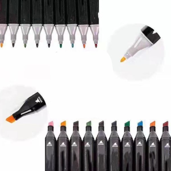 Dubbelspetsiga markörer kit svart pennkropp 80 färger DIY färgmixning bärbara konstmarkörer för målning