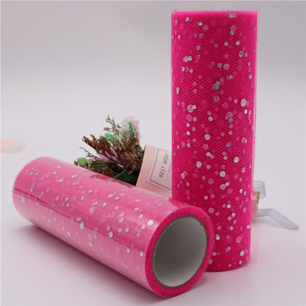 Glitter Tyll Tyg Rullar 6 Tum 10 Yards  Glittrande Band Paljetter Polka Dots Nät Spole för DIY Tutu Kjolar Bröllop Baby Shower Båge Påskfest