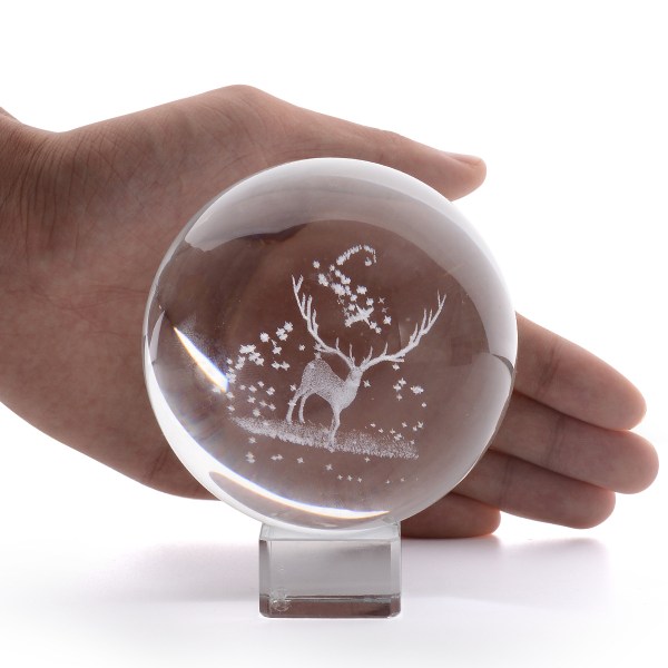 3D-kristallkula med älg och roterande LED-lamphållare, bästa
