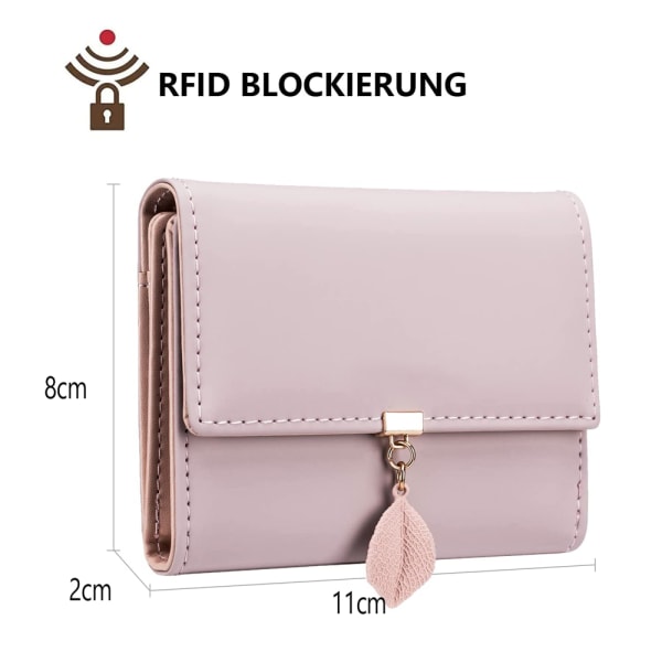 Damplånbok med RFID, plånbok i små och kortformat, plånbok i PU-läder för kvinnor, liten plånbok, plånbok för kvinnor. Färgen är väldigt vacker, med