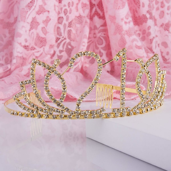 Crystal 21-års diadem Rhinestone Crown för kvinnor