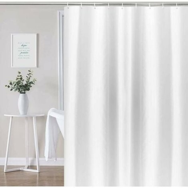 EXTRA LÅNG DUSCHDRAperi höjd vit för badrummet, bred badrumsdraperi i antimögelpolyester, vattentät för badkaret, bredd 180 x