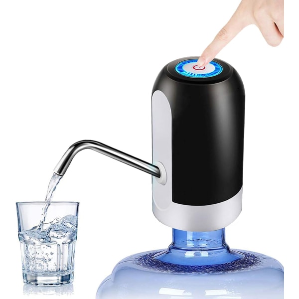 Vattendispenser Elektrisk bärbar USB laddning 5 gallon flaskor Vattenpump för hemmakontor Kök Camping (svart)