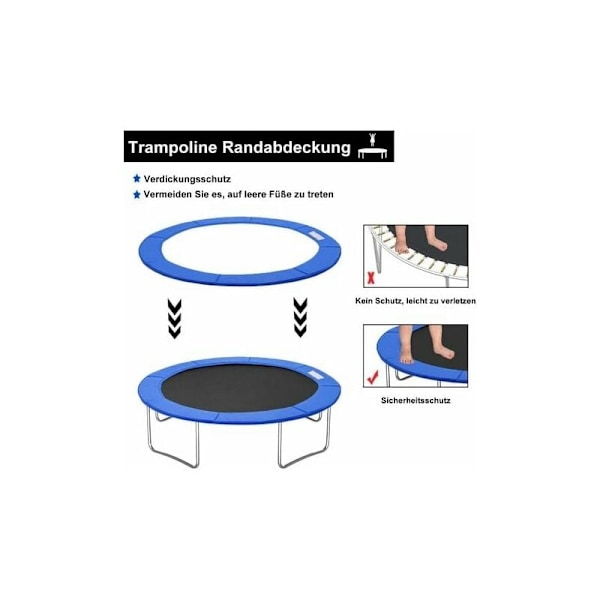 Lätt att installera och byta ut, Universell passform Trampolinskydd, Tjockt ljusbeständigt PVC på båda sidor, Bra väderbeständighet, Vattentät
