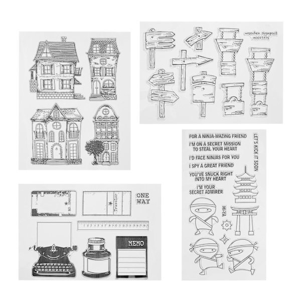 4 ark byggnad silikon tätning klar utsökt dekorativ prägling för DIY Scrapbook papper kort fotoalbum