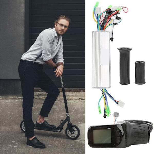 Elektrisk cykelinstrumentkontroll Dubbeldriven LCD-mätare Kontrolltillbehör för skotrar 24/36/48V 350W